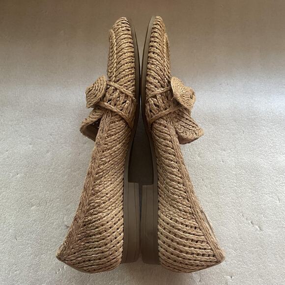 Charles David Shoes Womens Size 8.5 M Tan Finite Woven Raffia Bow Loafers Flats - Picture 3 of 9